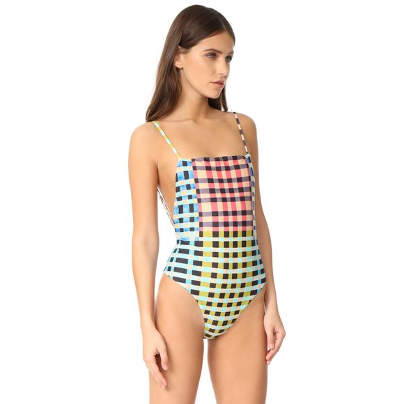 Mara Hoffman Other - Mara Hoffman Plaid Mustard High Cut One Piece